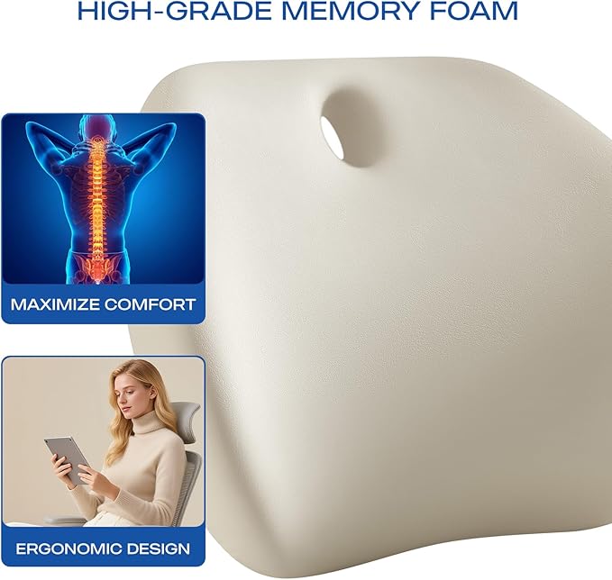 Skechers Lumbar Support Pillow for Office Chair,Memory Foam Lumbar Pillow,Lower Back Pain Relief Lumbar Pillow,Ergonomic Design Back Support Pillow for Office Chair,Car,Home,Travel,Green