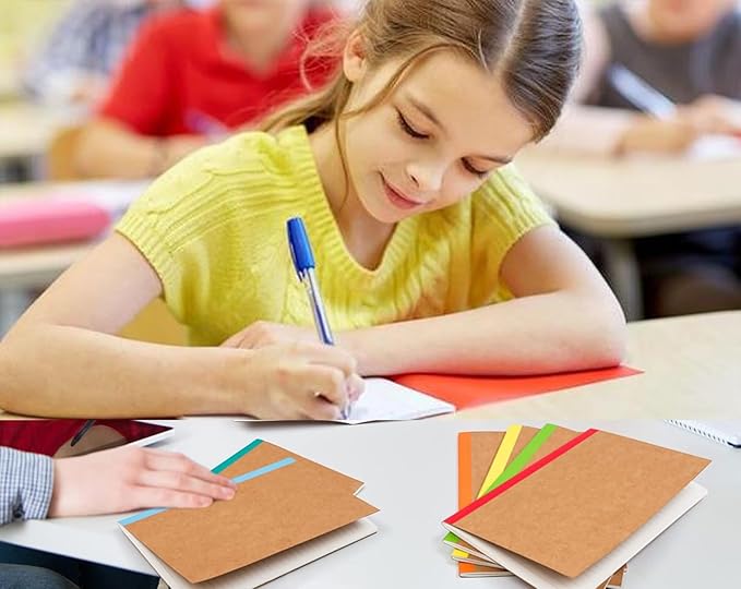 Zegrox 12 Pack Notebooks Bulk, Kraft Cover Lined Blank College Ruled Travel Journals with Rainbow Spines For Women Students Business, 60 Pages, 8.3”x 5.5”, A5, 12 Colors