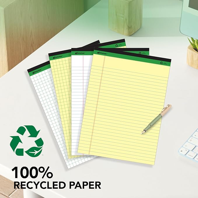 KAISA Legal Pad Writing Pads, 5"x8" College Ruled, 56GSM Paper Notepads, 12pads (White 48pad, 5x8inch)