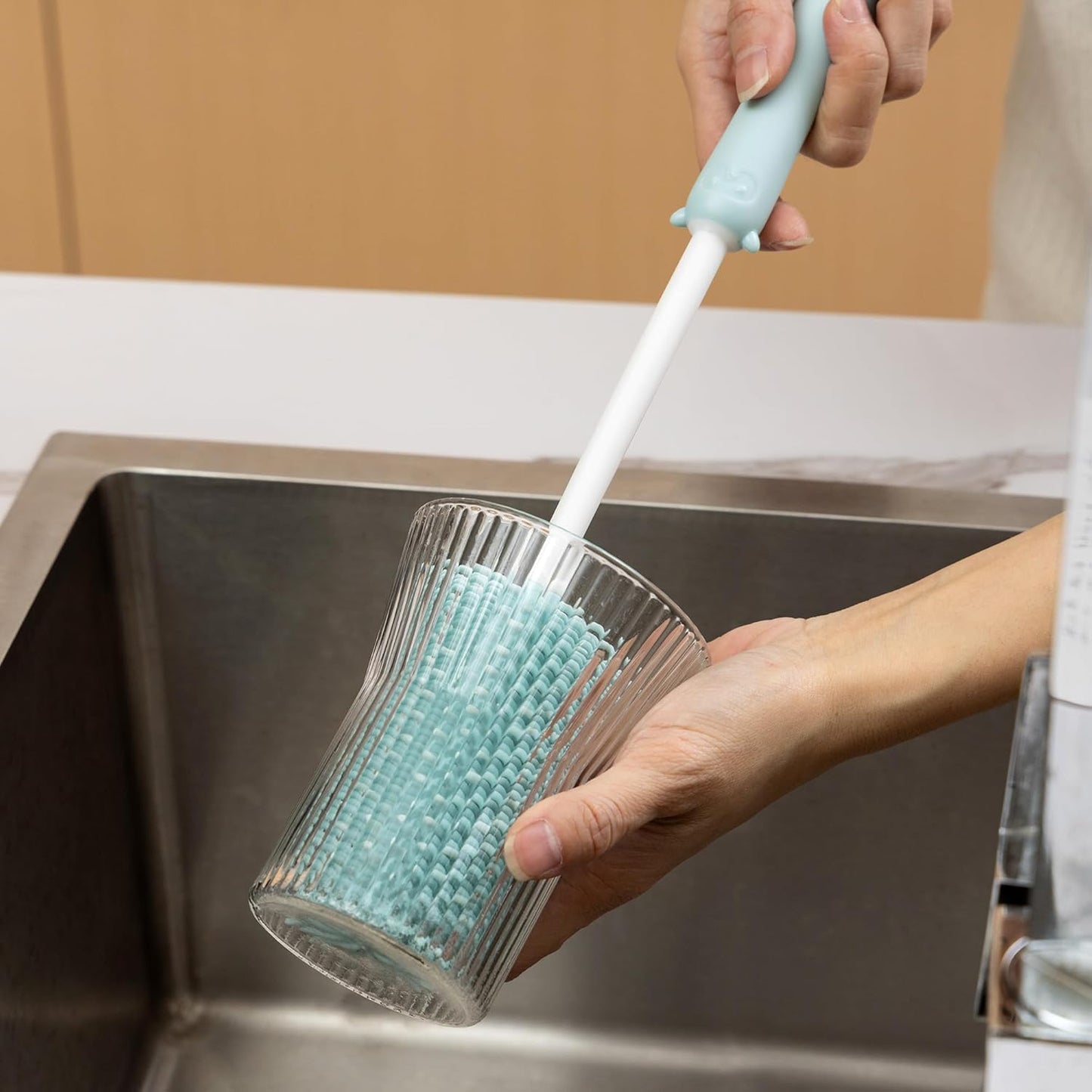 Baby Bottle Drying Rack and Cleaning Set, with Straight Silicone Baby Bottle Brush, Pacifier Brush, Straw Brush, Cup Lid Cleaning Brush, 2025 Xmas Holiday Surprise Gift for Newmom, Z Blue