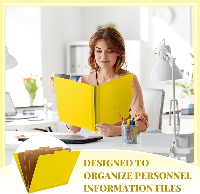 Skyygemm 36 Pcs Classification Folders Letter Size, 3 Divider Pressboard File Folder with Fasteners, Expanding File Organizer Bulk for School Teachers, Office Employee, Coworker, Staff (Yellow)