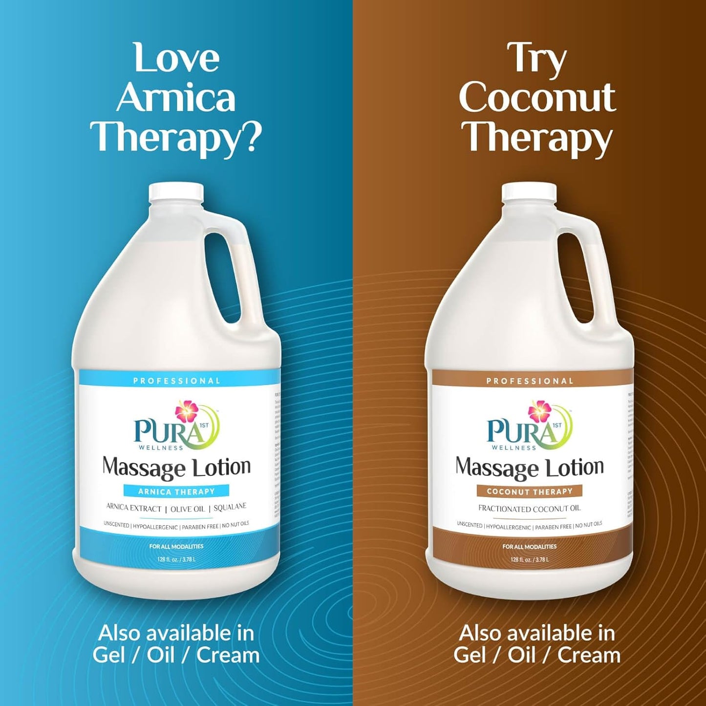 Wellness Professional Arnica Therapy 128oz Massage Lotion, Arnica Lotion for Bruising, Olive Oil, Unscented, Hypoallergenic, Natural, Skin Moisturizing and Hydrating, Deep Tissue