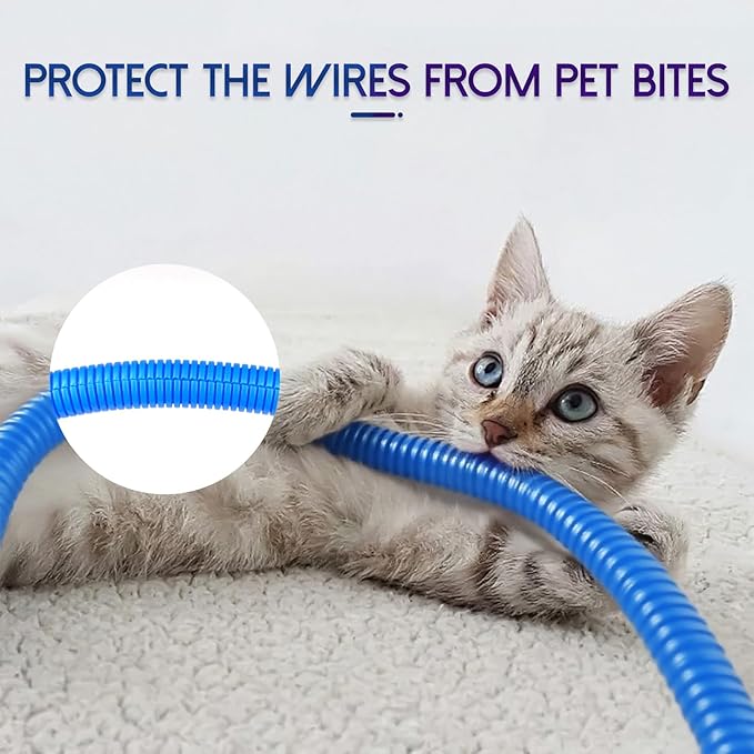 Split Wire Loom Tubing, 10,25ft Cord Protectors from Pets No Chew, Flexible Wire Covers Cord Protectors, Protective Split Cable Sleeve for Automotive Home Industrial Wires(Blue, 0.46inch-25ft)