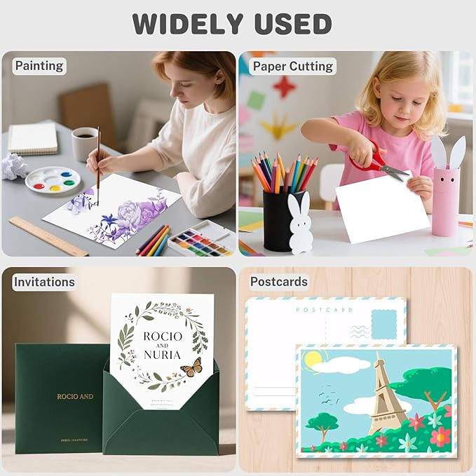 White Cardstock 8.5 X 11, 120 Sheets Card Stock, 75lb/ 200gsm Copy Paper, Cardstock Printer Paper for Art, Drawing, Invitations, DIY Cards, Watercolor, Craft, Construction, School & Office Supplies