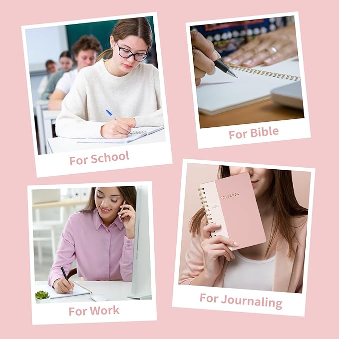 Spiral Notebook-5.75" x 8.125" College Ruled Journal with Inner Pockets and 160 Pages,PU Leather Cover Business Journal, Twin-Wire Binding Notebook Perfect for Office & Home School Supplies 3 pack Reefblue