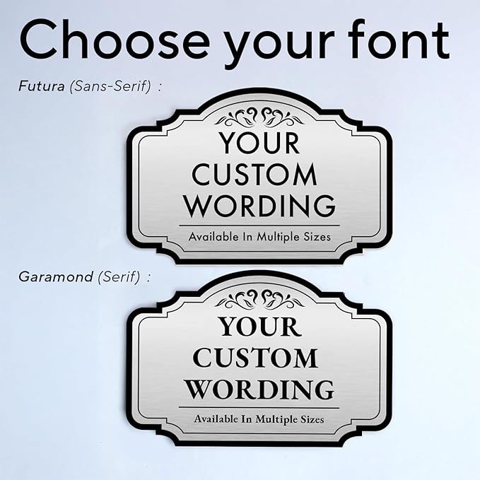 Custom Decorative Outdoor Metal Sign - Personalized Aluminum Driveway Sign, Waterproof, Made In USA - Design 2 Metallic Silver 10x7 In