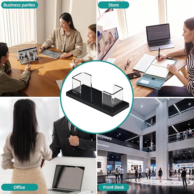 PecMuikee Business Card Holder for Desk,Acrylic Business Card Display Stand,Multiple Business Card Holders for Office, Exhibition, Home, Restaurant (slot 1)