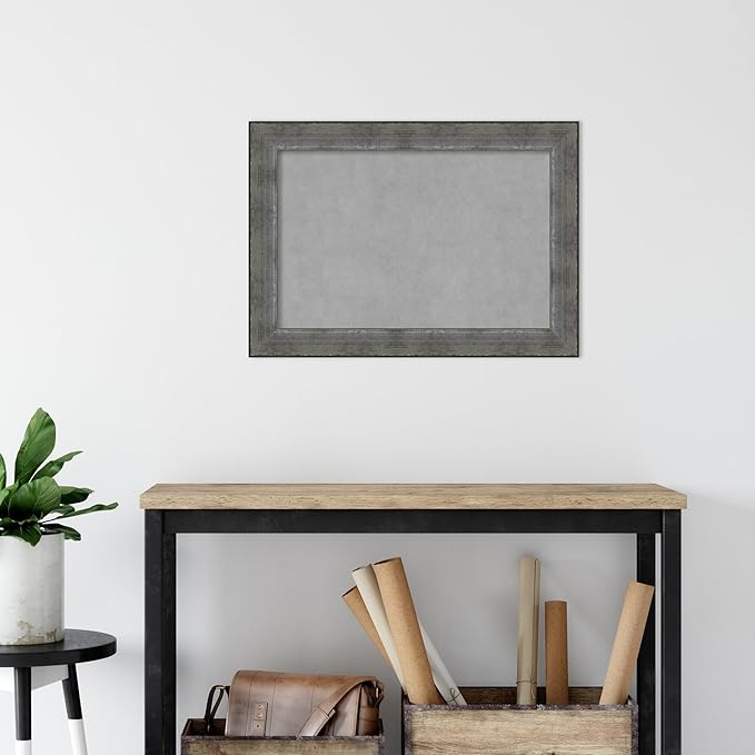 Amanti Art Silver Framed Magnetic Board 20x28 Medium Vision Board for use with Magnets, 100% Metal Sheet to Display Items as Office Decor or for Home Organization in mudroom, Kitchen or Kids Room