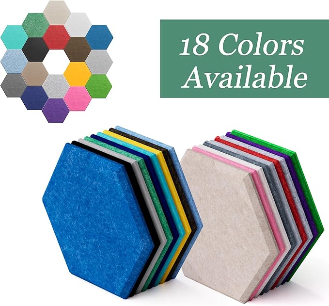 Hexagonal Acoustic Panels-12 Pack High-Density Sound Absorbing Panels 12"X10"X0.4" for Enhanced Noise Reduction, DIY Design, Idea for Studios, Offices, and Home Theaters(Moonlight Gray)