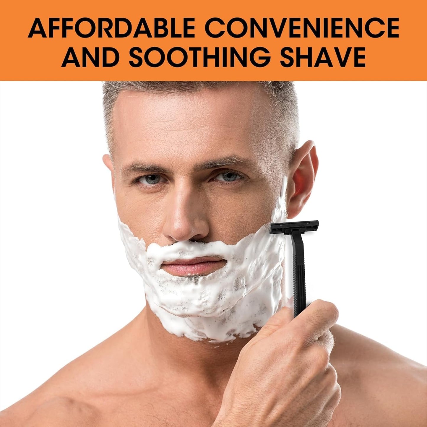 CXYARY 50 Pcs 3 Blade Disposable Razors With Clear Safety Cap, Shaving Razors Bulk for Men &Women, Stainless Steel Blade, Multipurpose Portable Shave Razor for Bathing Hotel Travel, Black