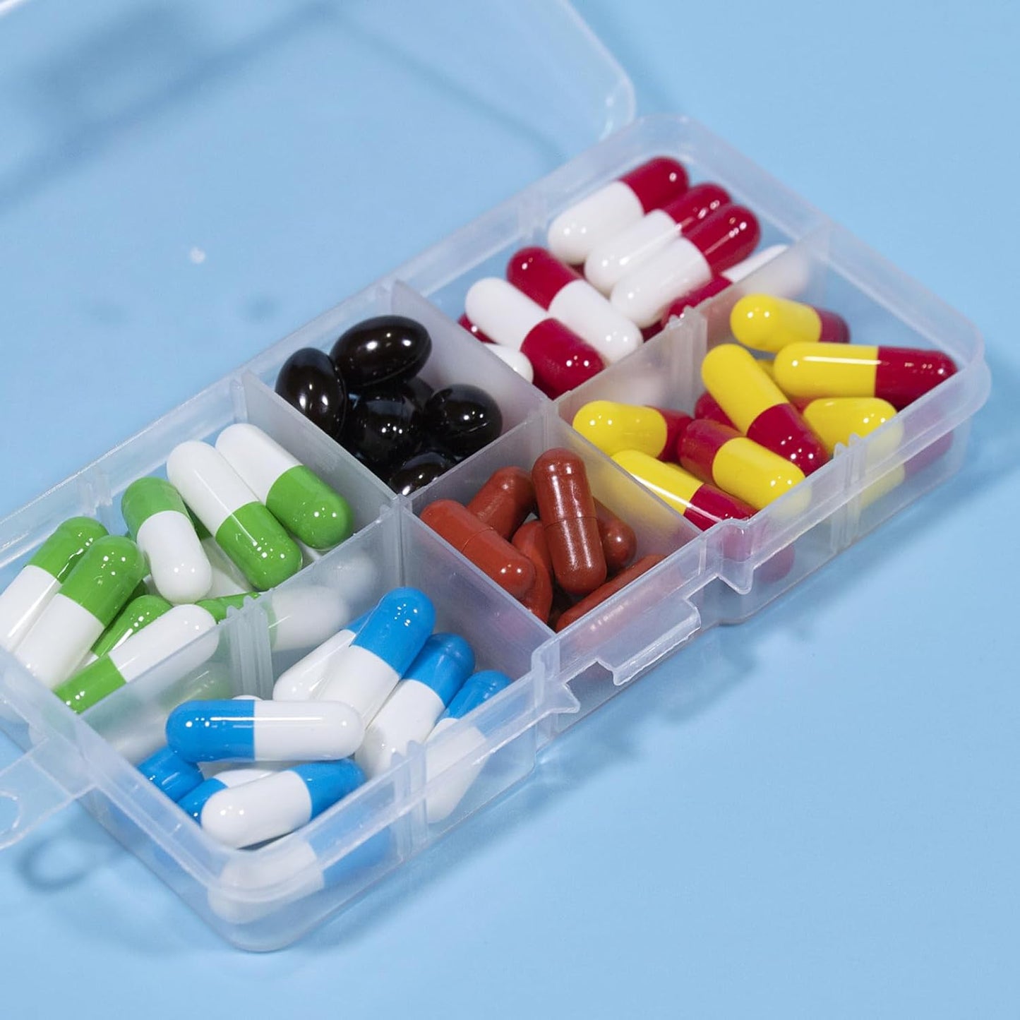 KINJOEK 32 Pack 10 Grids Plastic Bead Organizer Containers Storage, Adjustable Dividers Earring Diamond Jewelry Bead Painting Storage Case, Clear Small Fishing Tackle Box for Cross Stitch Accessories