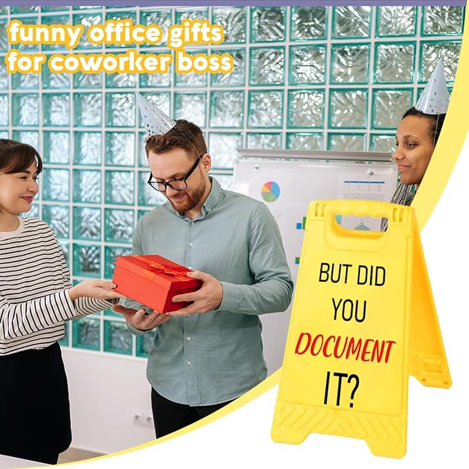 Funny Office Desk Accessories,Office Cubicle Decor,Desk Decor,Phone Holder Mirror Acrylic Table Signs,Joke Warning Team Mini Gifts for Coworker Boss Legal Advisor Designer Leader(You Document It)