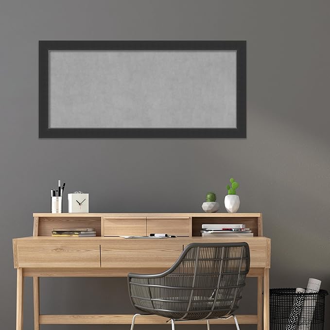 Amanti Art Black Framed Magnetic Board 25x53 Oversize Vision Board for use with Magnets, 100% Metal Sheet to Display Items as Office Decor or for Home Organization in mudroom, Kitchen or Kids Room
