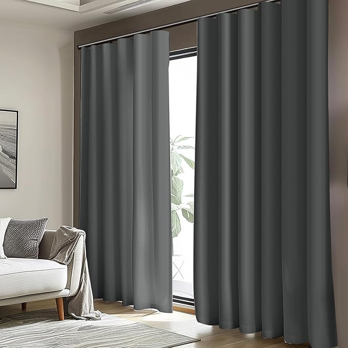 Cbsroro Room Divider Blackout Curtain Track Curtains Wall Dividers Panels Screen for Living Rooms Bedroom Office Privacy Partition Separation, W120 × L108 Inch,1 Panel, Grey