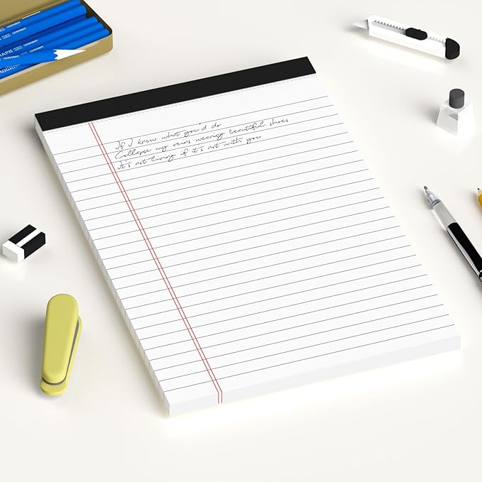 AILZFEI 12pcs Small Note Pad 5x8 College Ruled White Legal Pads Paper Notepads 12 Pack Study Back Writing Pads 5 x 8 Legal Pads Perforated Narrow Ruled Pads of Paper White