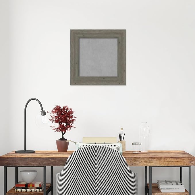 Amanti Art Grey Framed Magnetic Board 17x17 X-Small Vision Board for use with Magnets, 100% Metal Sheet to Display Items as Office Decor or for Home Organization in mudroom, Kitchen or Kids Room