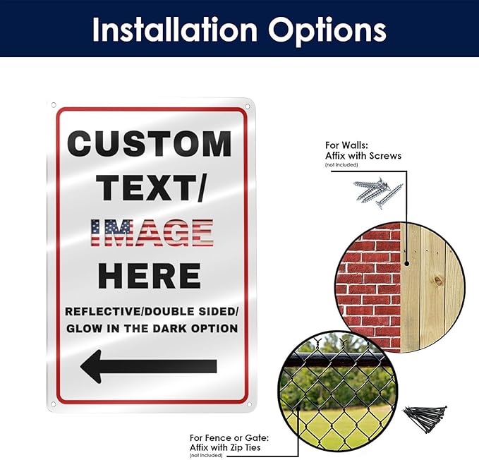 Custom Directional Arrow Sign Large, 30''x24'' Glow in the Dark/Reflective Option, Personalized Metal Address Plaque, Customize for Business Logo, Office, Home, Yard, Outdoor