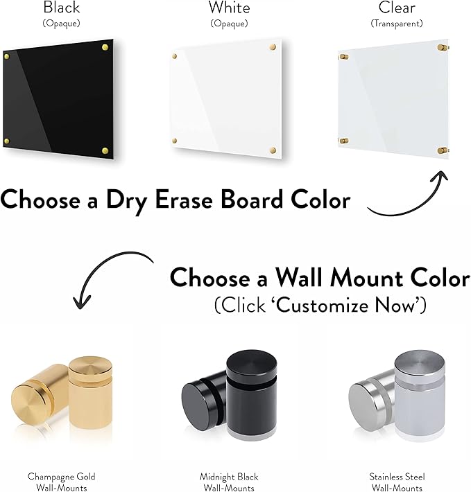 Ships Next Day, Made in USA - Acrylic Dry Erase Board | Non-Magnetic Dry Erase Board | Hanging Frameless White Board | Acrylic for Office, School and Home Walls | for Kids & Adults (Black - 30x36)
