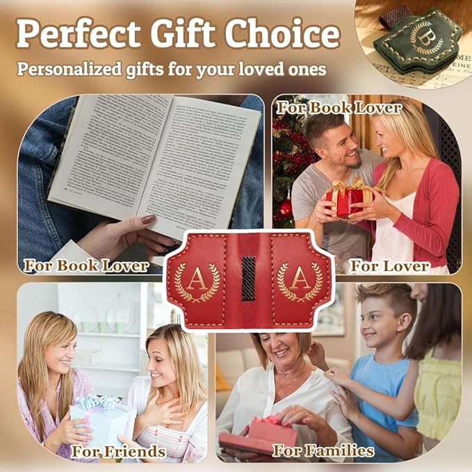 Personalized Mark Bookmark with Pen Holder, Leather Magnetic Book Marker 26 Letters,Custom Initials Page Marks, Gifts for Book Lovers Readers Men Women (Blue, Q)