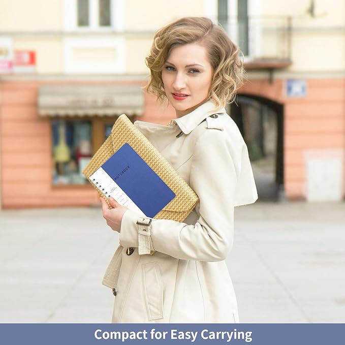 Spiral Notebook-5.75" x 8.125" College Ruled Journal with Inner Pockets and 160 Pages,PU Leather Cover Business Journal, Twin-Wire Binding Notebook Perfect for Office & Home School Supplies 6 pack Navy Blue