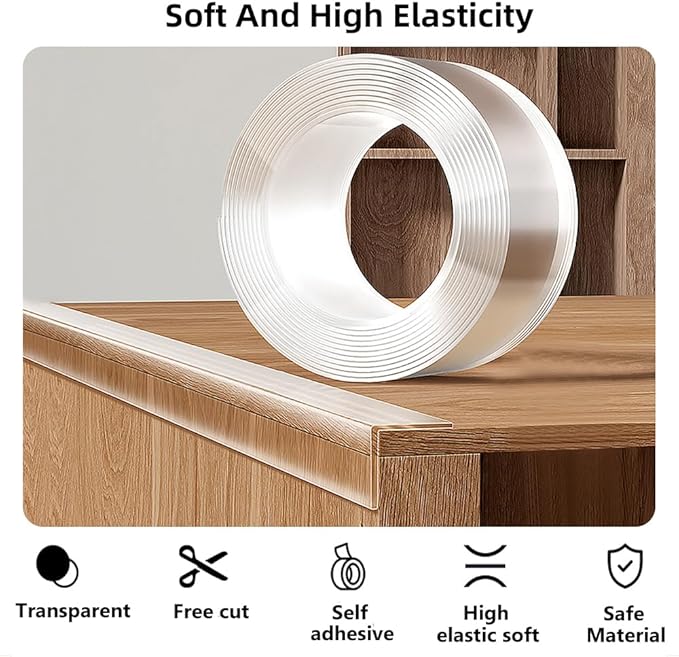 Baby Proofing Edge Protector for Kid Clear Edge Protector Strip Safety Corner Guards Child Proof Corner Bumper for Furniture 2" x 9.84' (thk: 2mm)