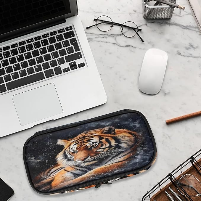 Pardick Pencil Case,3D Tiger Big Capacity Pencil Pouch Coin Pouch Stationery Organizer For Teen School