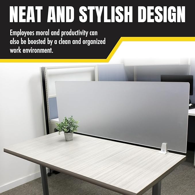 OBEX Clear Acrylic Desk Mounted Privacy Panel, 12" x 24", Clear