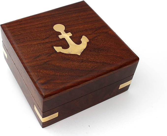 Be Strong and Courageous, Do Not Be Afraid Brass Engraved Compass with Stamped Wooden Case – Inspirational Birthday, Confirmation, and Baptism Gifts