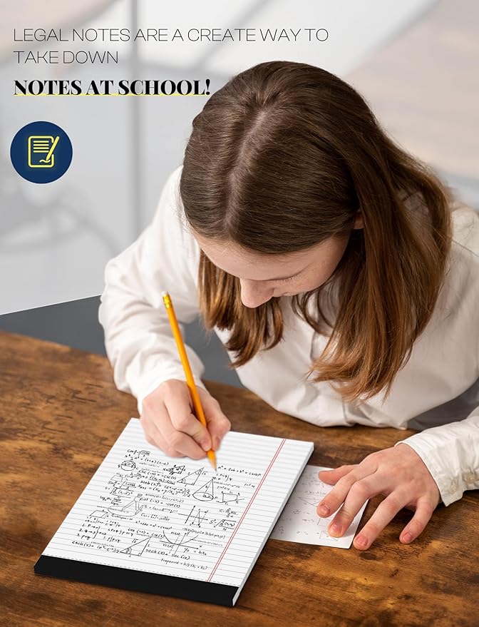 Note Pads 8.5 x 11 Inch, 10 Pack, Legal Pads 8.5 x 11, 30 Sheets Each, Wide/Legal Ruled, White Lined Legal Pads, Micro Perforated, Premium Thick Paper, Paper Pads Lined Writing Pads for School Office