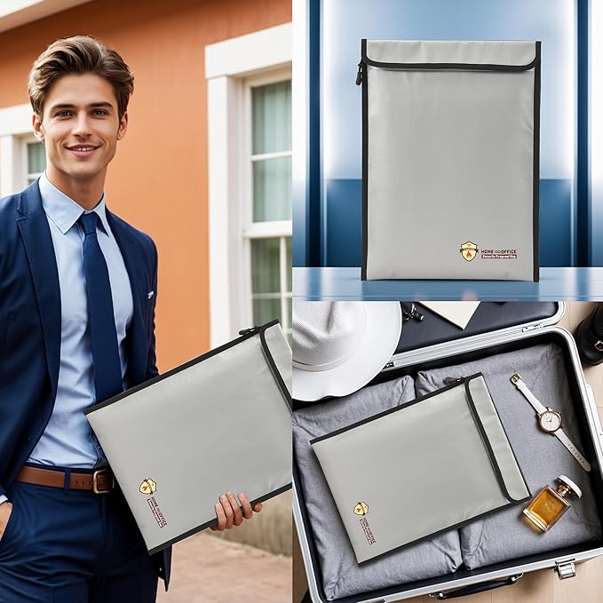 3 Pcs Fireproof Waterproof Document Bag(2000β), Fire and Water Resistant Safe Zipper Storage Organizer Pouch for A4 A5 Documents Holder, Cash, Passport, Tablet, Laptop, File, Jewelry