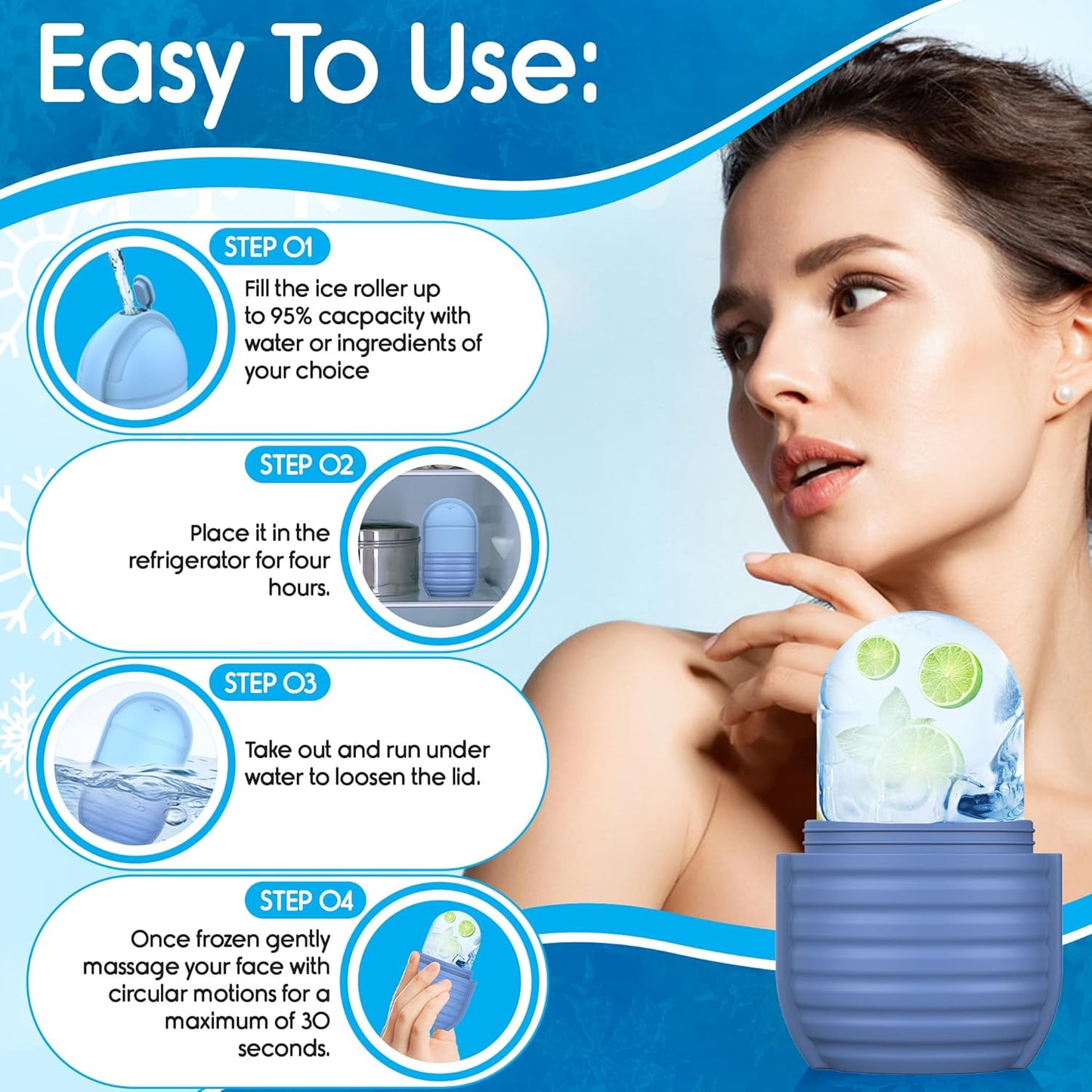 1Pcs Ice Roller for Face, Ice Face Roller, Reusable Silicone Ice Mold for Face, Facial Beauty Ice Roller Skin Care Tools for Shrink Pores Anti Wrinkle Reduce Puffiness (Green)