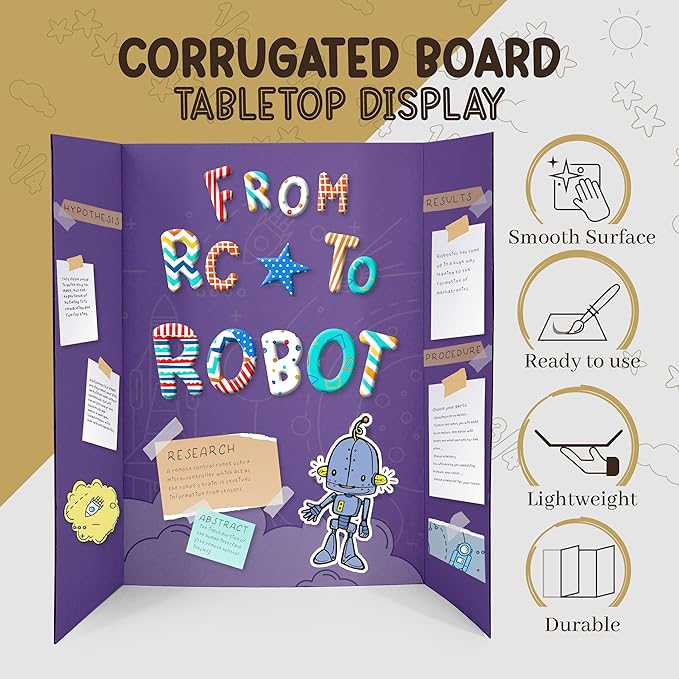 White Tri-Fold Presentation Board 28" X 40" Display Exhibition Board Lightweight and Portable with Smooth Surface Great Business presentations (Pack of 4) - by Emraw