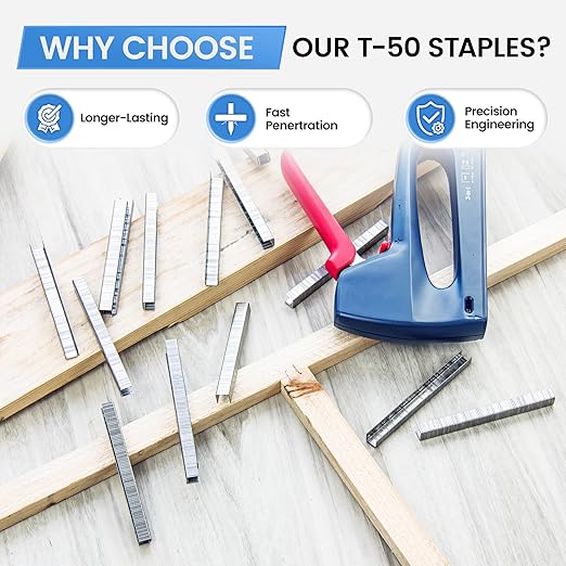 meite T-50 Staple Gun Staples Marine, 3/8 Inch 304 Stainless Steel T-50 Staples, Heavy Duty 20 Gauge 3/8 Inch Crown Upholstery Staple for Marine Applications (10 Packs)