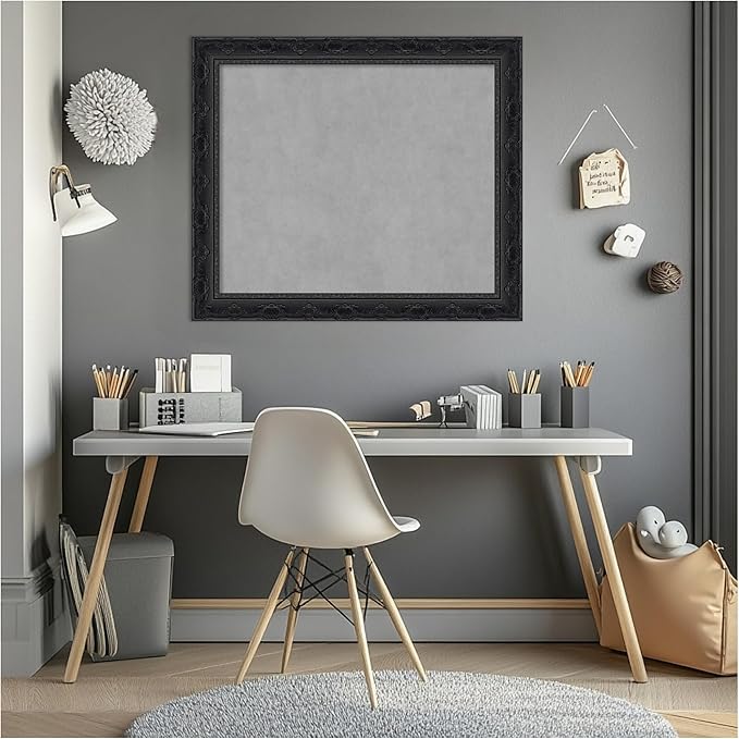 Amanti Art Black Framed Magnetic Board 24x28 Medium Vision Board for use with Magnets, 100% Metal Sheet to Display Items as Office Decor or for Home Organization in mudroom, Kitchen or Kids Room