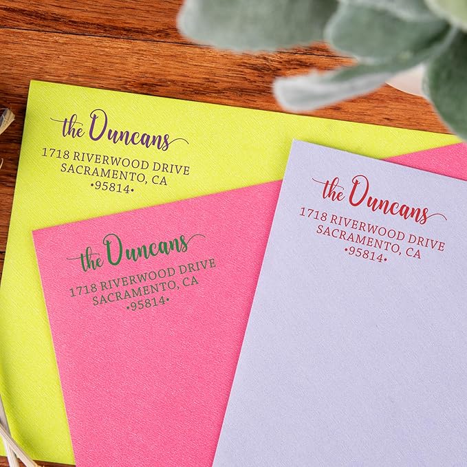 The Duncans Personalized Self-Inking Address Stamp | Envelope Return Address Stamp for Couples and Families | Custom Rubber Address Stamp (Large)