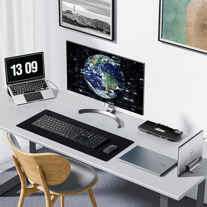 Reniteco Large Gaming Mouse Pad with Durable Stitched Edges, Non-Slip Rubber Base, Big Computer Keyboard Mouse Mat Desk Pad for Home Office Gaming Work, 27.6''x11.8''x0.12'', Black