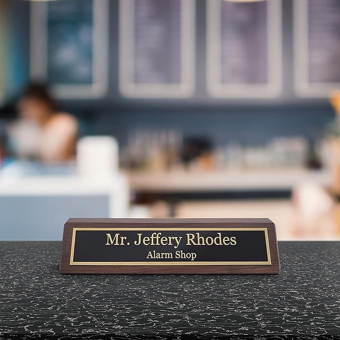 Business Wood Name Plate for Desk | Custom Desk Name Plate Personalized Gift for Office, The Perfect Engraved Name Plaque By Engraving International (2" x 10", Walnut Wood)