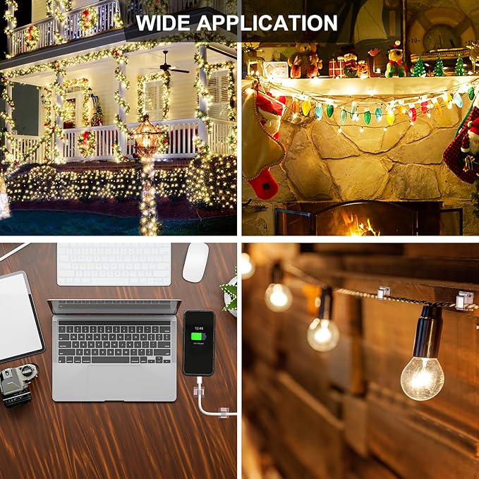 TidyHelper 105 PCS Christmas Light Clips (Small, Clear), Adhesive Hooks for Outdoor String Lights, Cable Clips Wire Holder Cord Organizer for Patio Decor, Porch Decor, Balcony Decor & Holiday Decor
