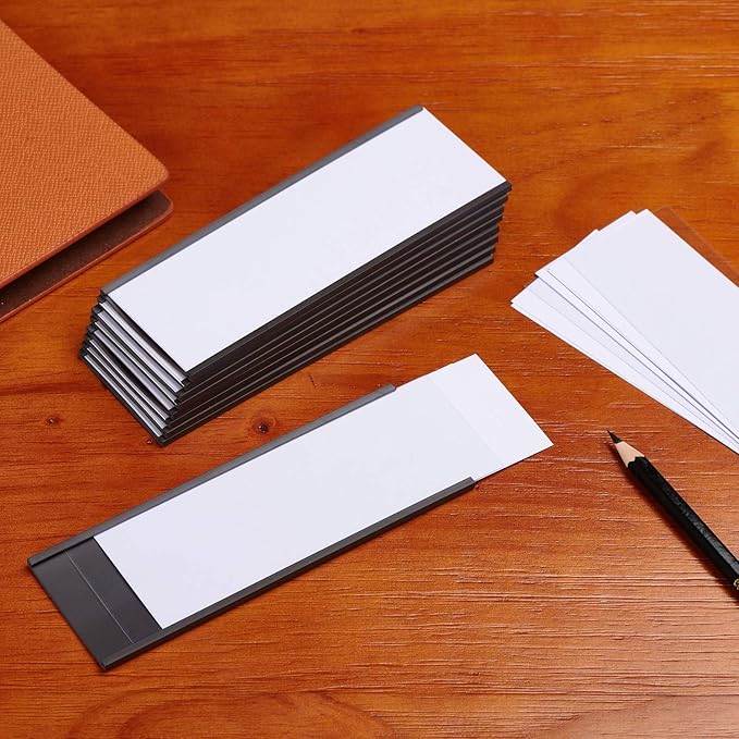 EEOYU Magnetic Label Holders with Magnets, Data Card Holders with Clear Plastic Protectors, Set of 30 (0.8 x 3 Inch)