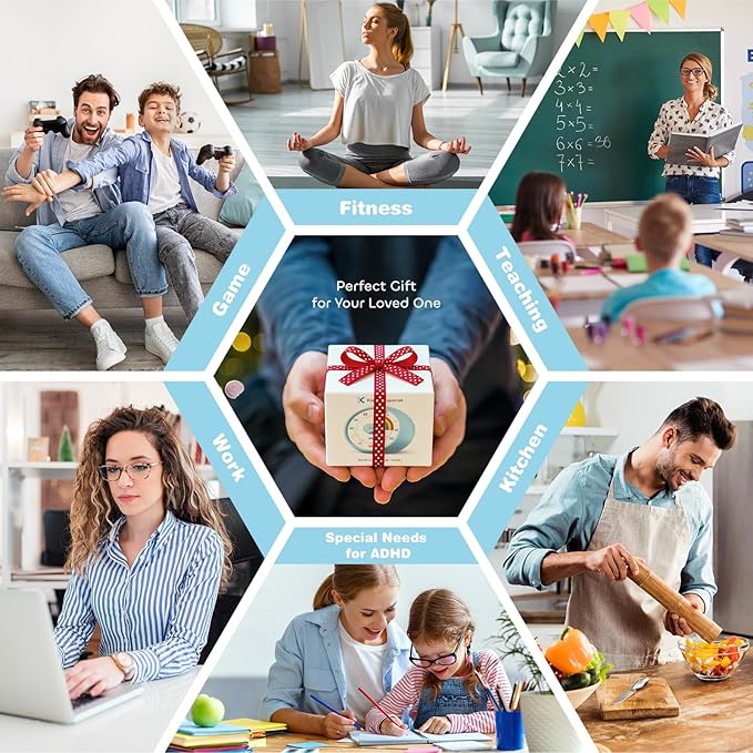 Visual Timer for Kids, 60-Minute Countdown Timer for Classroom Office Kitchen, Desk Timer Kids Time Management Tools with Silent Operation, Pomodoro Time Rainbow Pattern (Yellow)