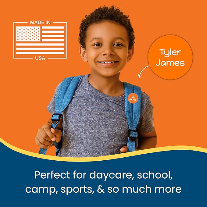 Name Bubbles - Basic Daycare Name Stickers for Kids (102 Count) - Personalized Waterproof Name Labels for School Supplies, Clothing Tags, Baby Bottles, All Ages - Washable Stick-On Labels (Split)