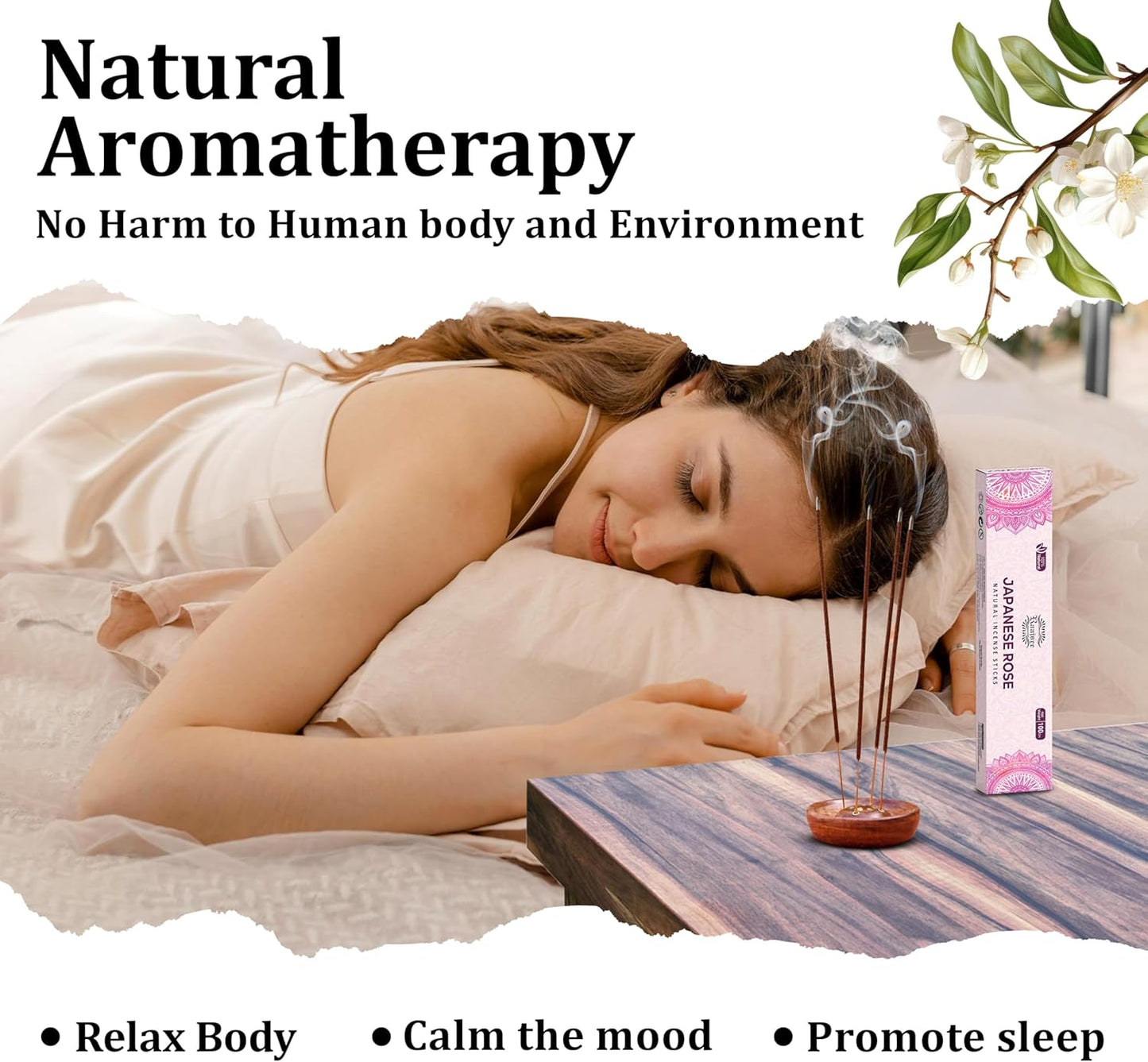 Raajsee Japanese Rose Incense Sticks (180 gm), 100% Pure Organic Natural Hand Rolled Free from Chemicals- Perfect for Aromatherapy, Cleansing, Meditation, and Church (Pack of 12)