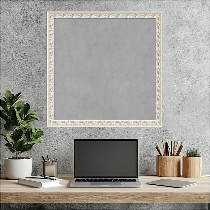 Amanti Art Silver Framed Magnetic Board 22x22 Medium Vision Board for use with Magnets, 100% Metal Sheet to Display Items as Office Decor or for Home Organization in mudroom, Kitchen or Kids Room