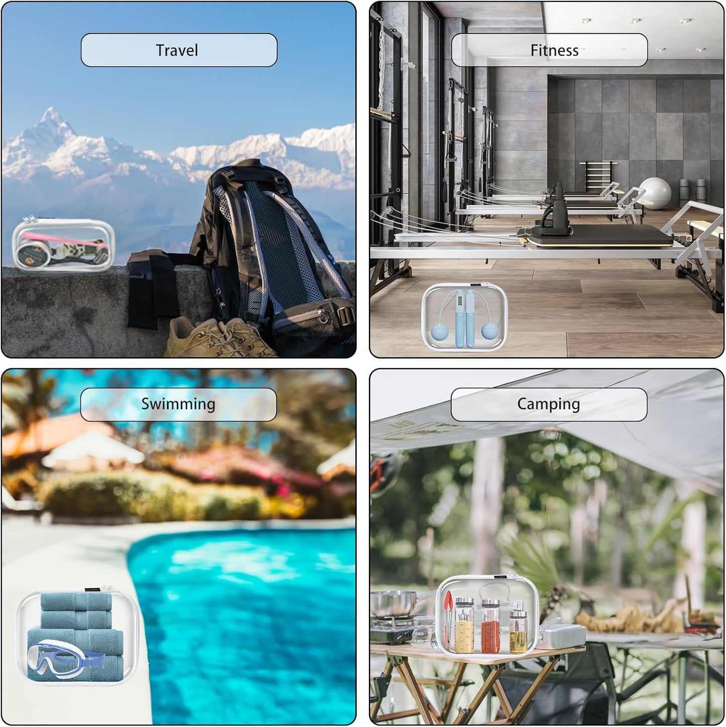 Hard Sided Clear Zipper Case for Storage- Professional-Grade Plastic Clear Zipper Pencil Case,Toy Storage Bins, Toiletry Pouch, Travel Organizer, Cosmetic Bag(White,3 Pack, LMS)