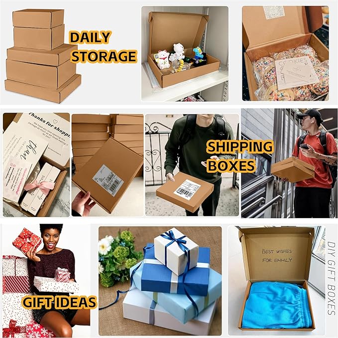 JOWLOT 12x9x4 inch Shipping Boxes Set of 20, Brown Corrugated Cardboard Box Literature Mailer for Mailing Packing Moving and Storage