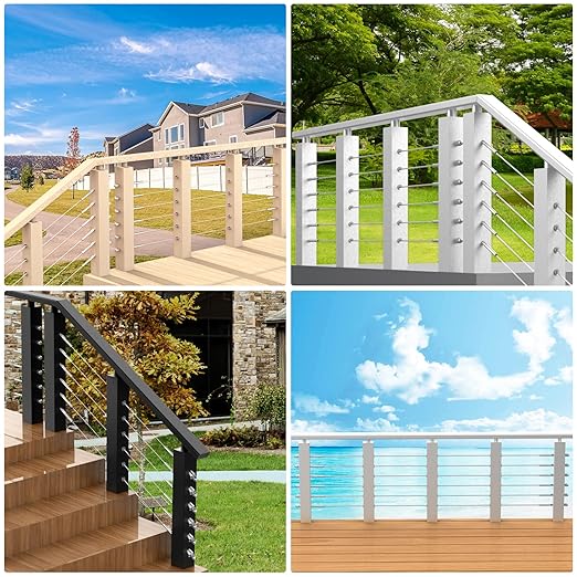 BLIKA 40 Pack Stainless Steel Protector Sleeves for 1/8" Deck Cable Railing, for Wood/Composite Posts, T316 Marine Grade, Cable Railing Protector Sleeves