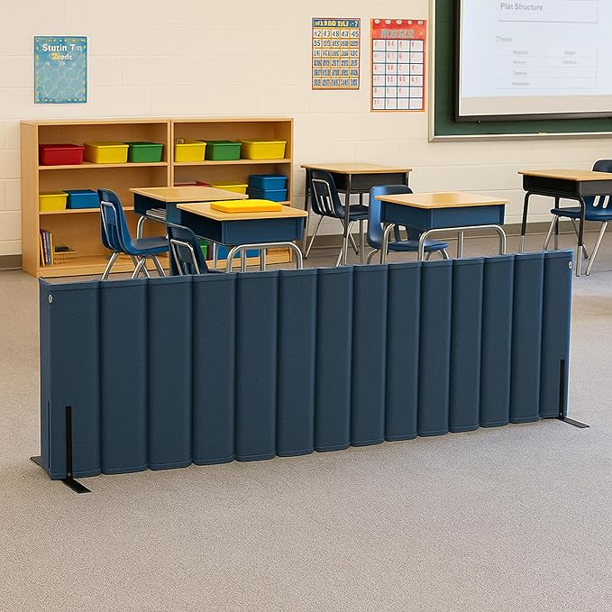 Versare VersiPanel Acoustical Partition Wall - Sound Panel Classroom Office Room Divider, Flexible Arrangement, Easy Roll-up Storage (Grey, 8' Wide x 30" Tall)