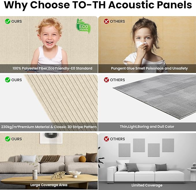 10 Pack Large Acoustic Panels,48 x 24 x 0.4 Inch Sound Proof Foam Panels for Walls,Premium Noise Dampening Panels,Sound Panels for Media Room, Office and Studio,Camel