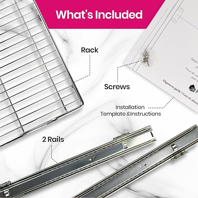 HOLD N' STORAGE Pull Out Cabinet Organizer, Heavy Duty-w/Lifetime Limited Warranty -11”W x 17”D-Requires At Least 12-1/4” Cabinet Opening, Steel Metal Cabinet Drawers Slide Out, Chrome Finish
