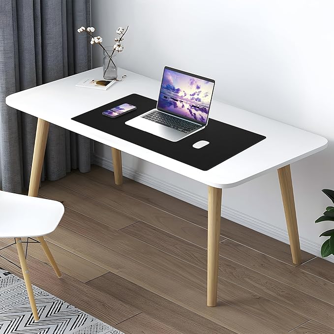 AFIING Leather Desk Pad Protector, Office Desk Mat, Large Mouse Pad, Desk mat for Keyboard and Mouse, Laptop Desk Pad, Waterproof Desk Writing Pad for Office and Home (Black, 23.6" x 13.7")